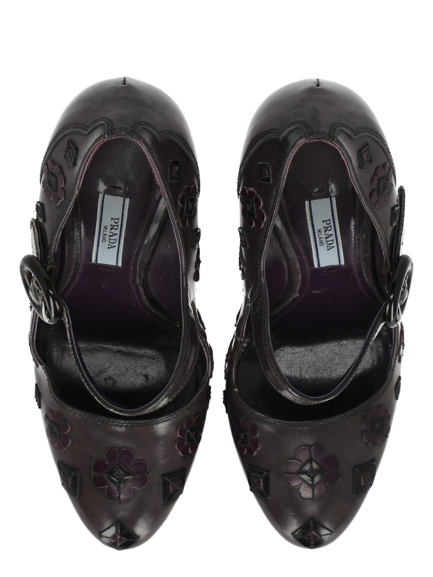 Prada Women  Pumps Purple Leather IT 37.5 For Sale 1