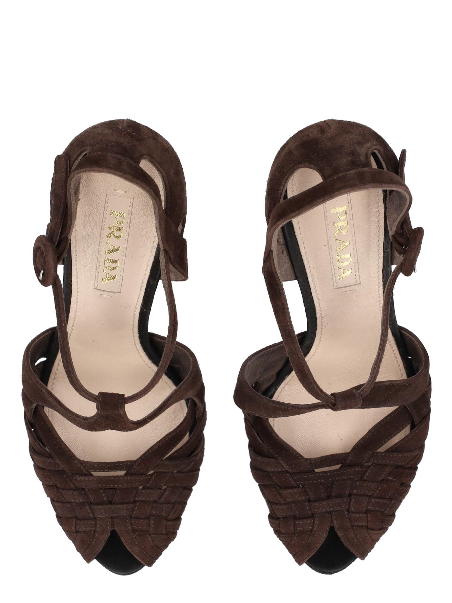 Prada Women Sandals Black, Brown Leather EU 38 For Sale 1
