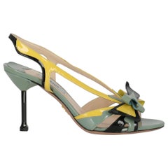 Prada Women Sandals Black, Green, Yellow Leather EU 37.5