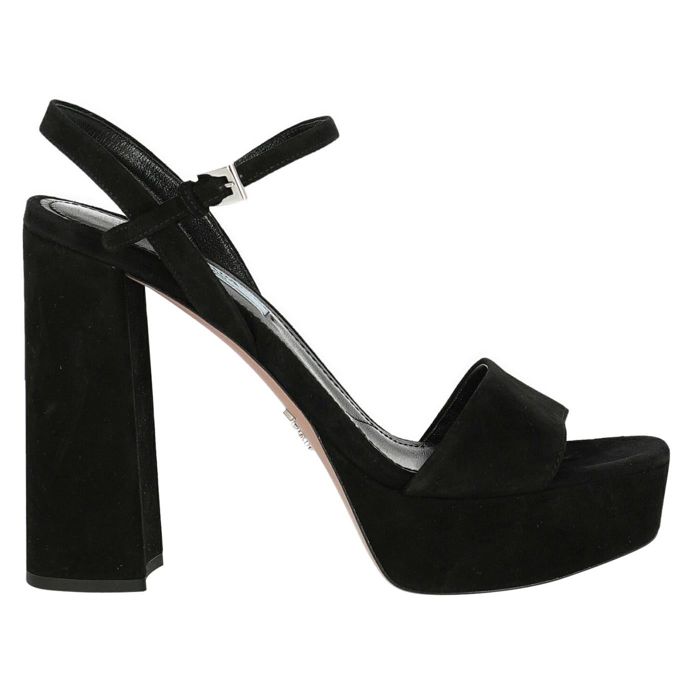 Prada  Women   Sandals  Black Leather EU 36 For Sale