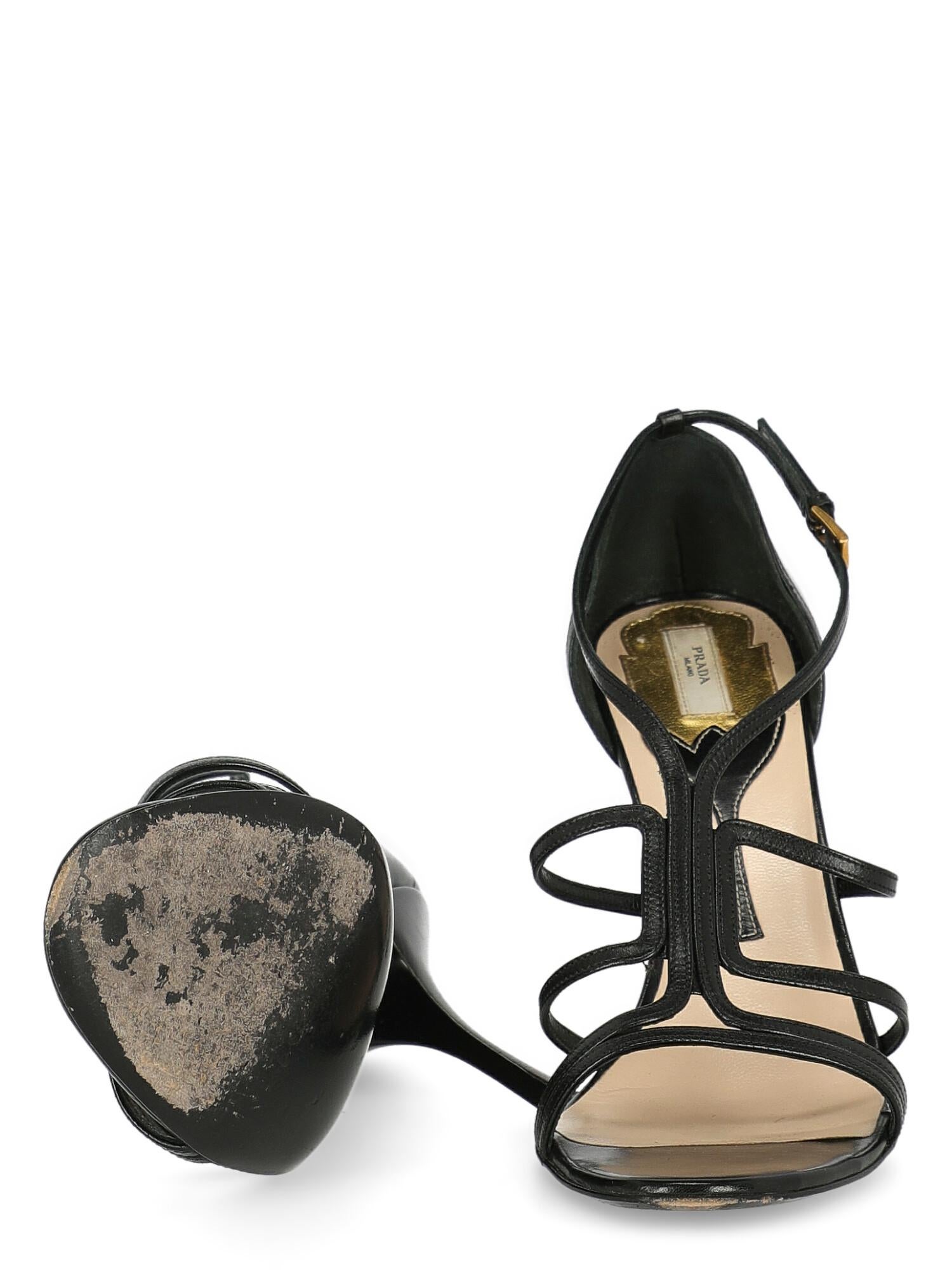 Women's Prada  Women   Sandals  Black Leather EU 39.5 For Sale