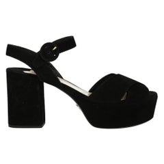 Prada  Women   Sandals  Black Leather EU 40