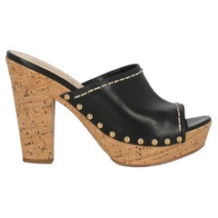 Prada Women  Sandals Black Leather IT 37.5
