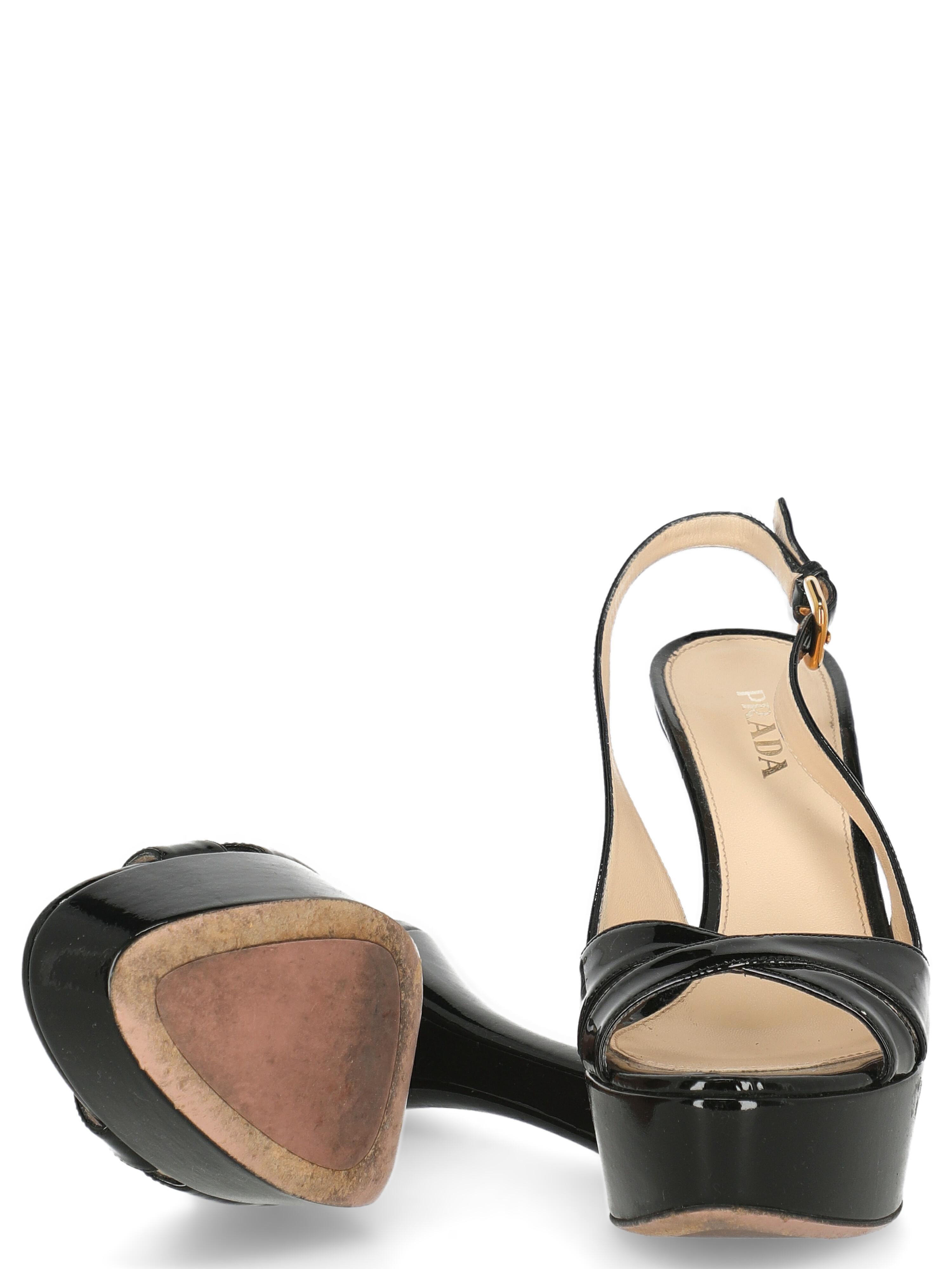 Prada Women  Sandals Black Leather IT 39 For Sale 1