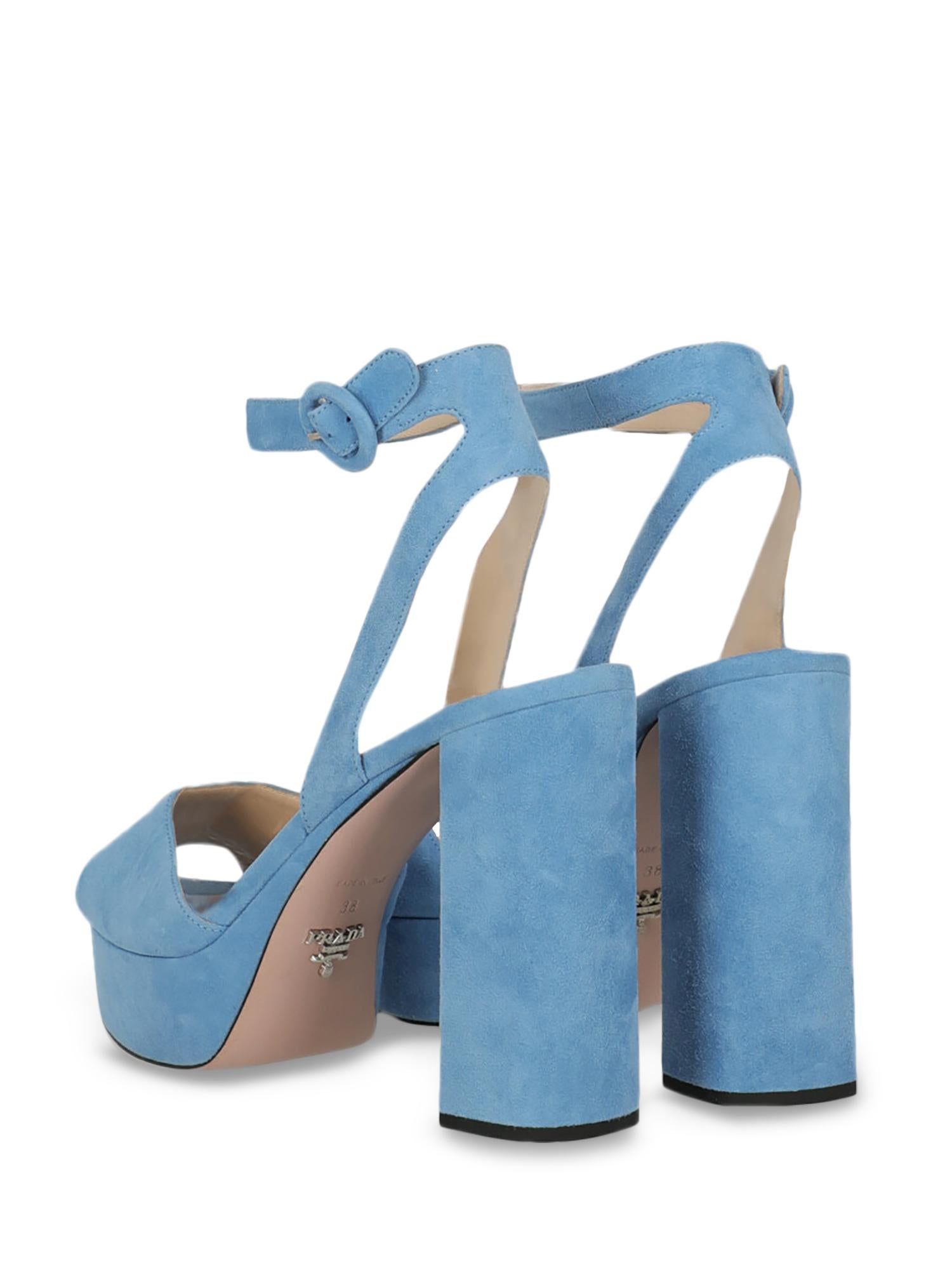 Prada  Women   Sandals  Blue Leather EU 38 In Excellent Condition In Milan, IT
