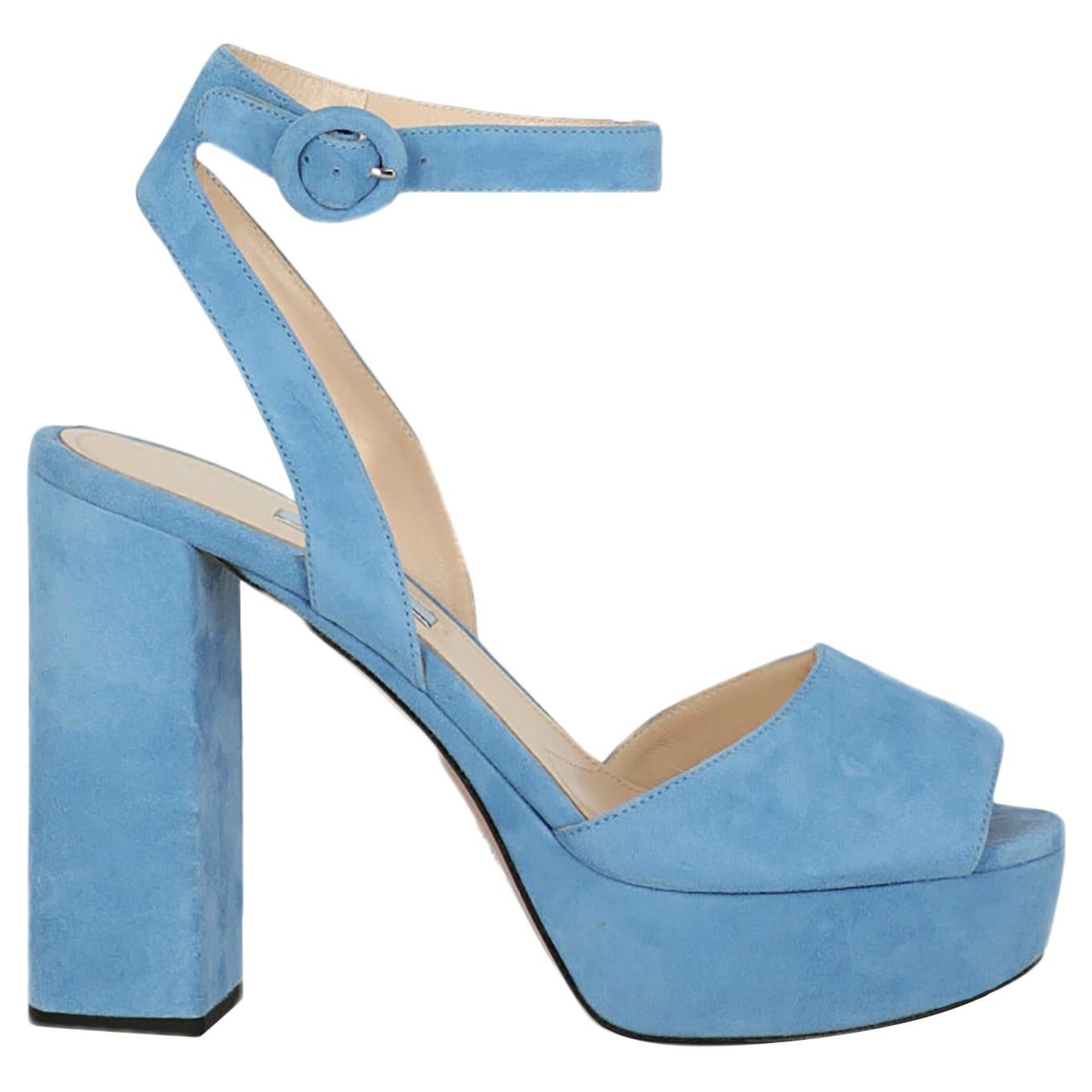 Prada  Women   Sandals  Blue Leather EU 38