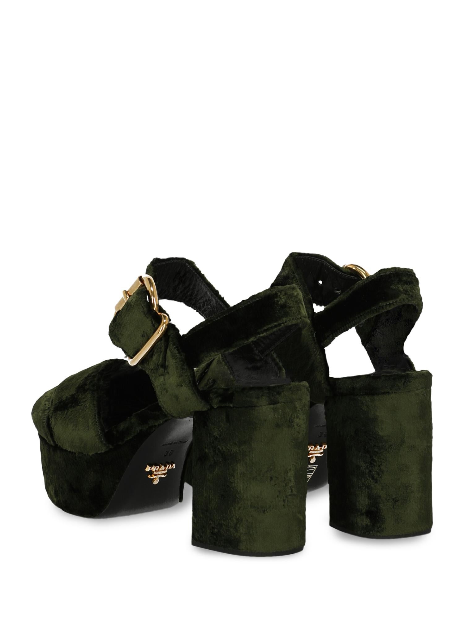 Black Prada  Women   Sandals  Green Fabric EU 38