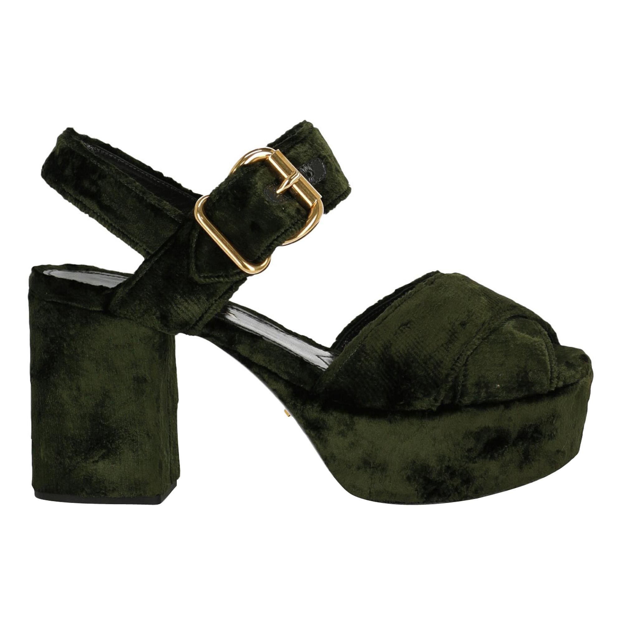 Prada  Women   Sandals  Green Fabric EU 38