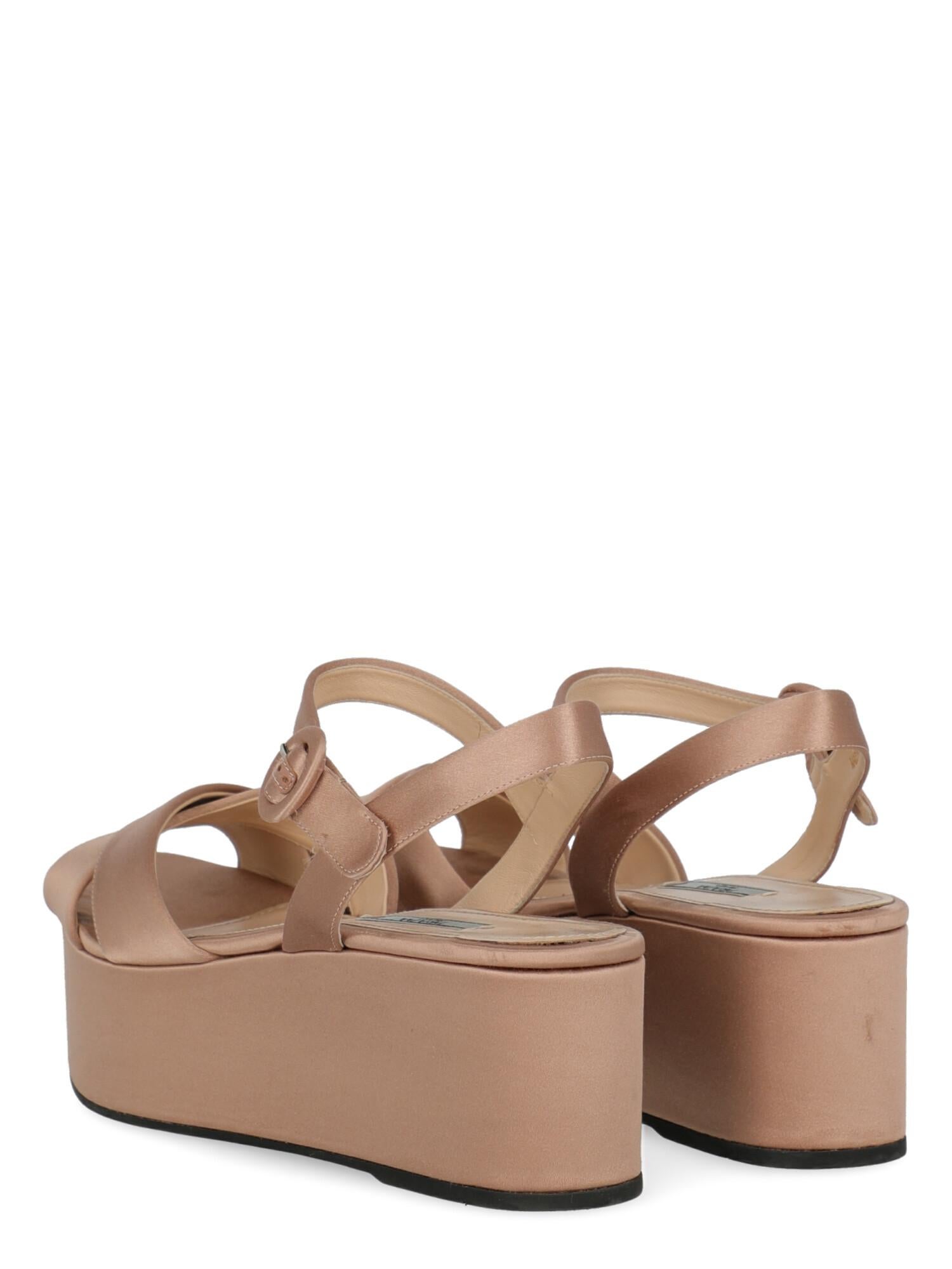 Brown Prada  Women   Sandals  Pink Fabric EU 38.5 For Sale