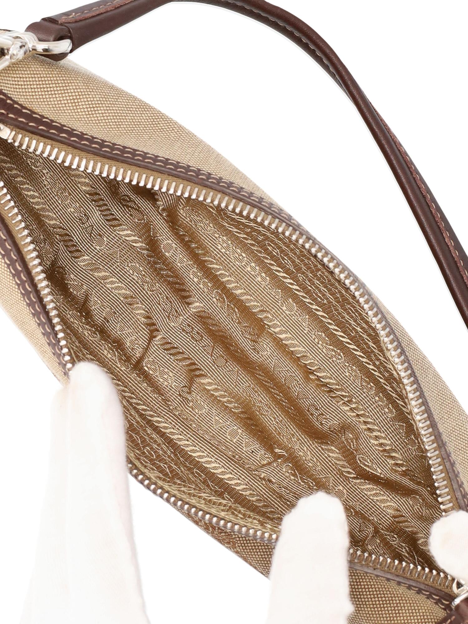 Prada Women Shoulder bags Brown Fabric  For Sale 2