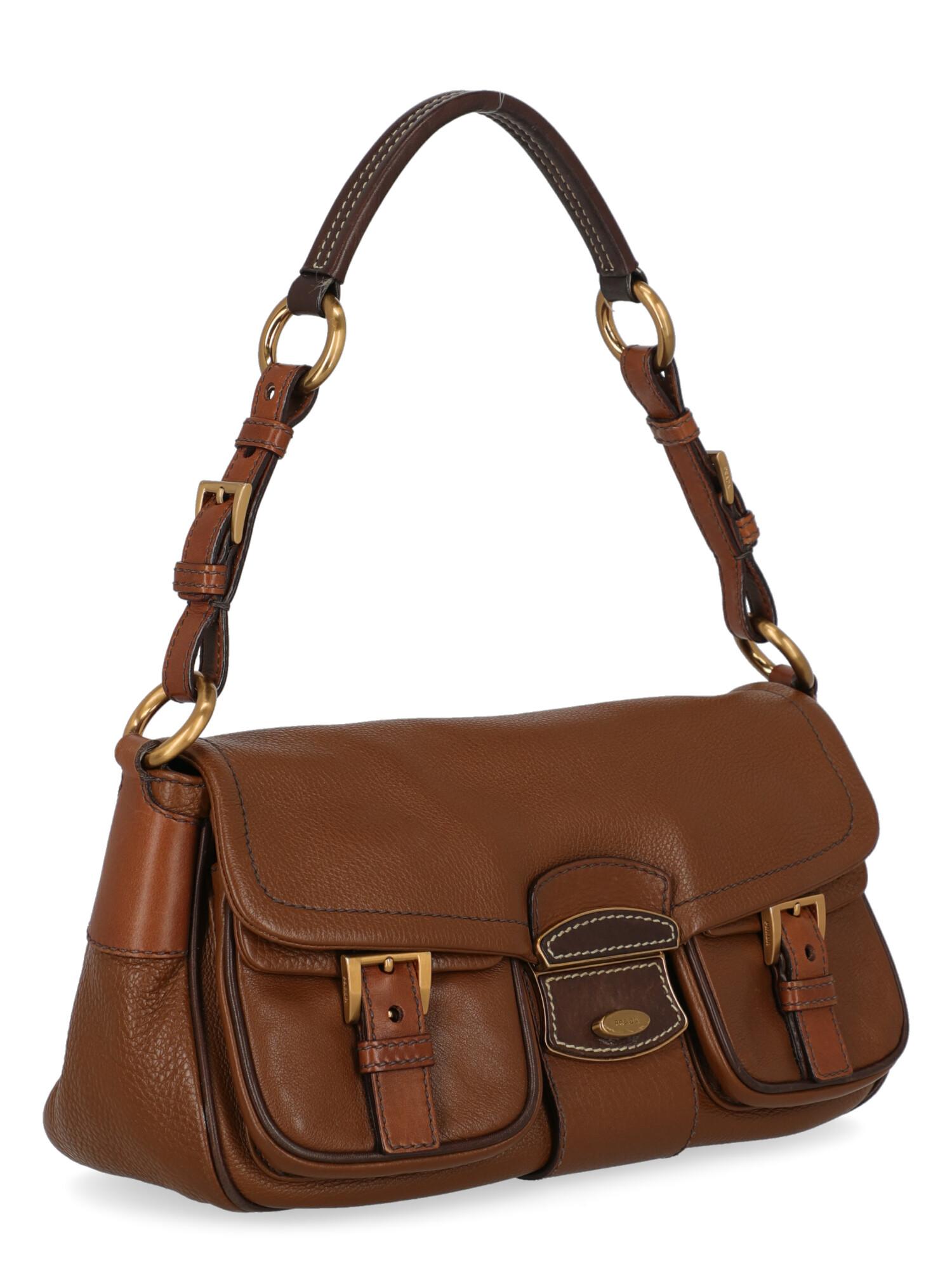 Prada  Women   Shoulder bags  Brown Leather In Good Condition For Sale In Milan, IT