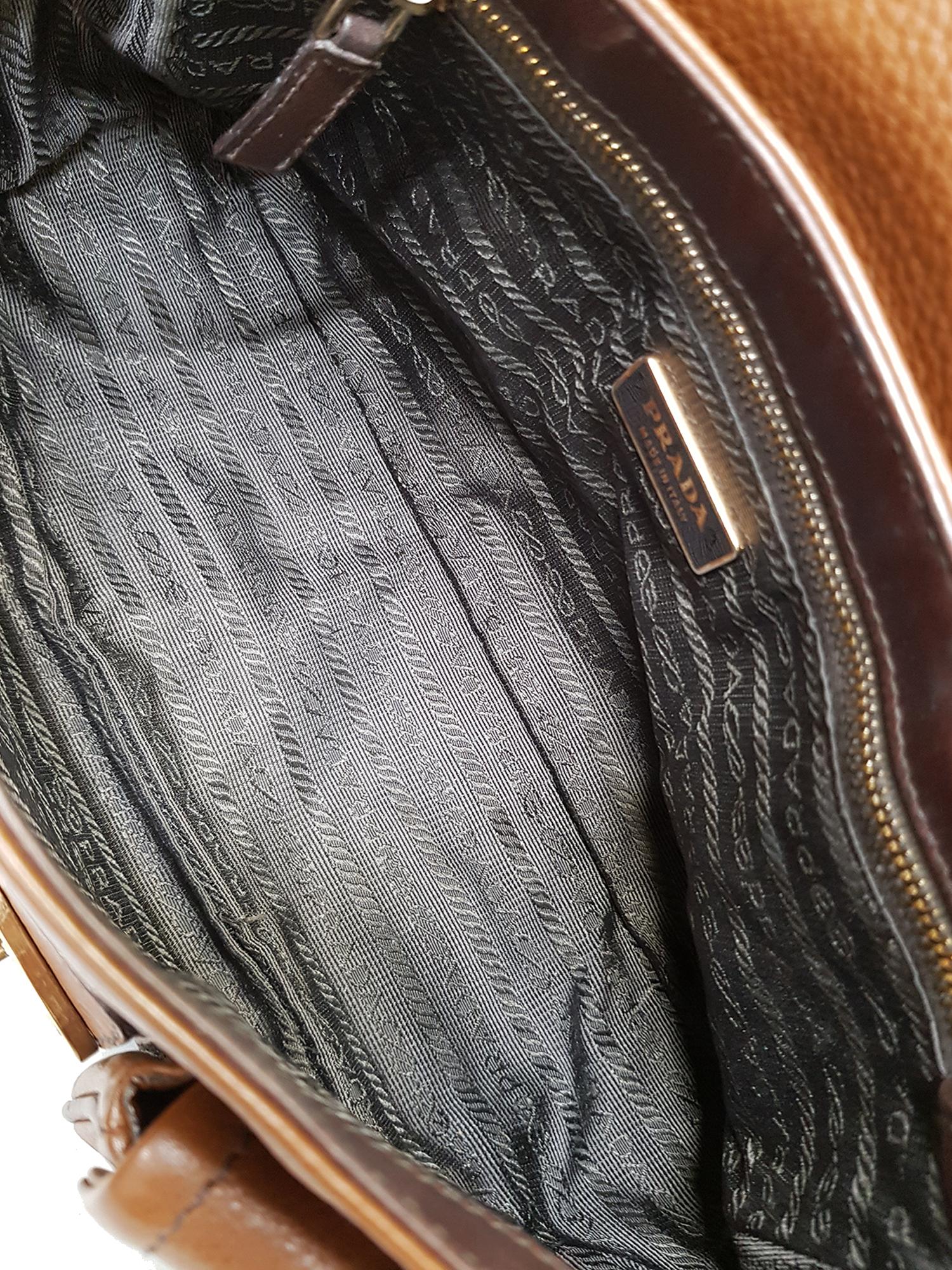 Prada  Women   Shoulder bags  Brown Leather For Sale 2