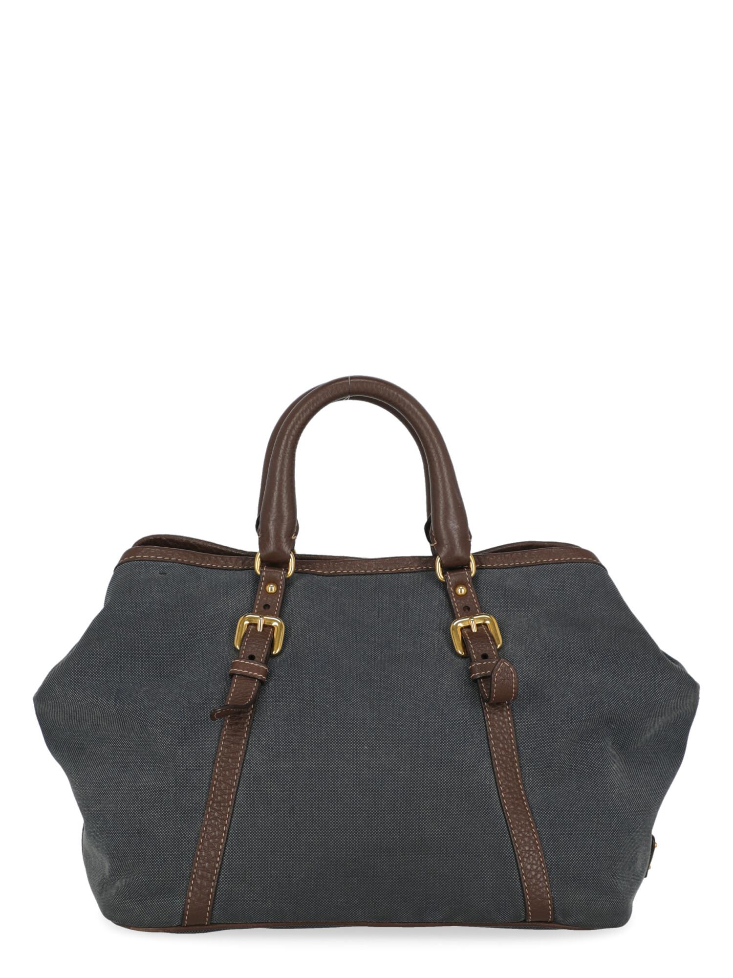 Prada  Women   Shoulder bags   Brown, Navy Fabric  In Fair Condition For Sale In Milan, IT