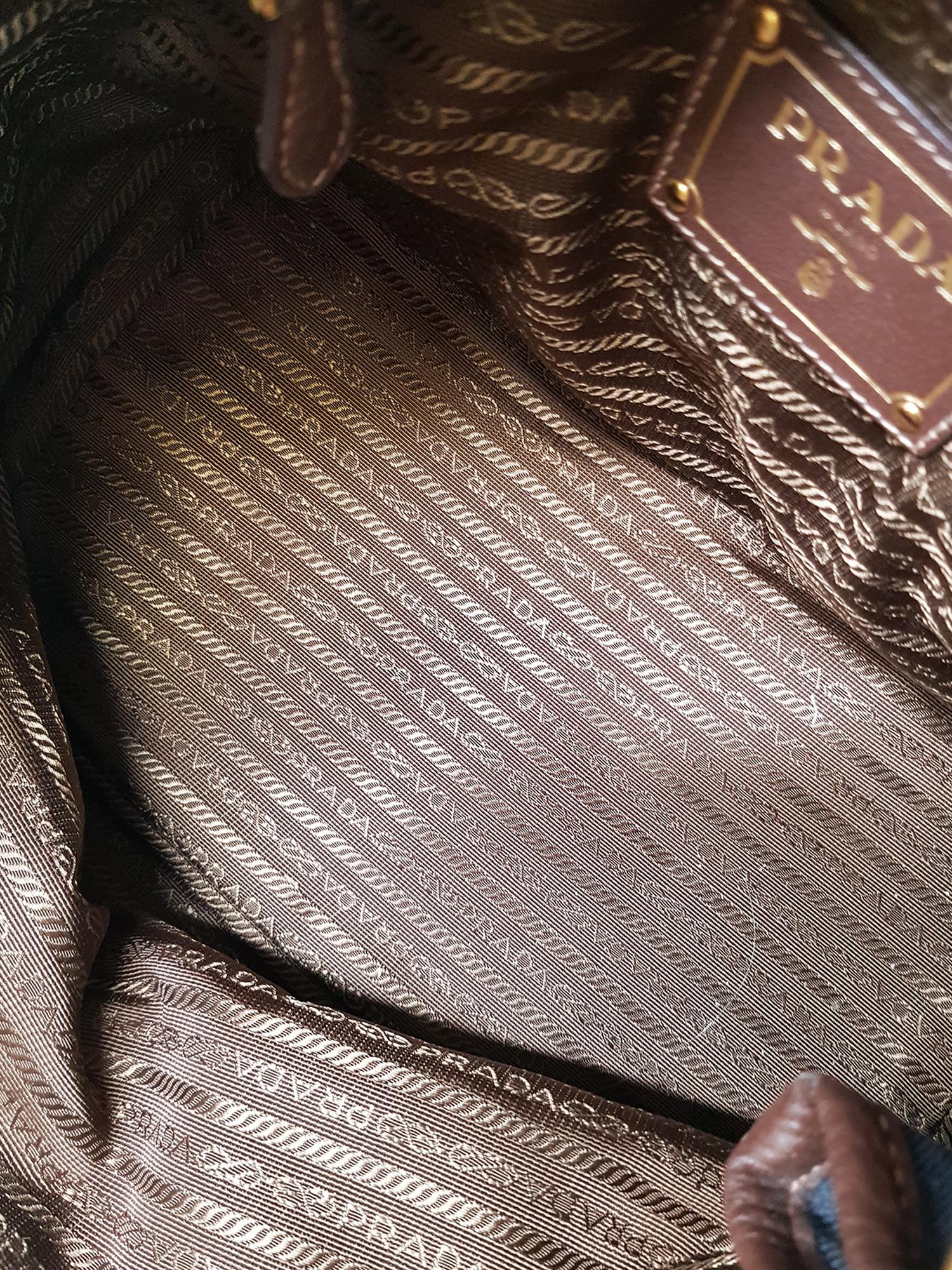 Prada  Women   Shoulder bags   Brown, Navy Fabric  For Sale 1