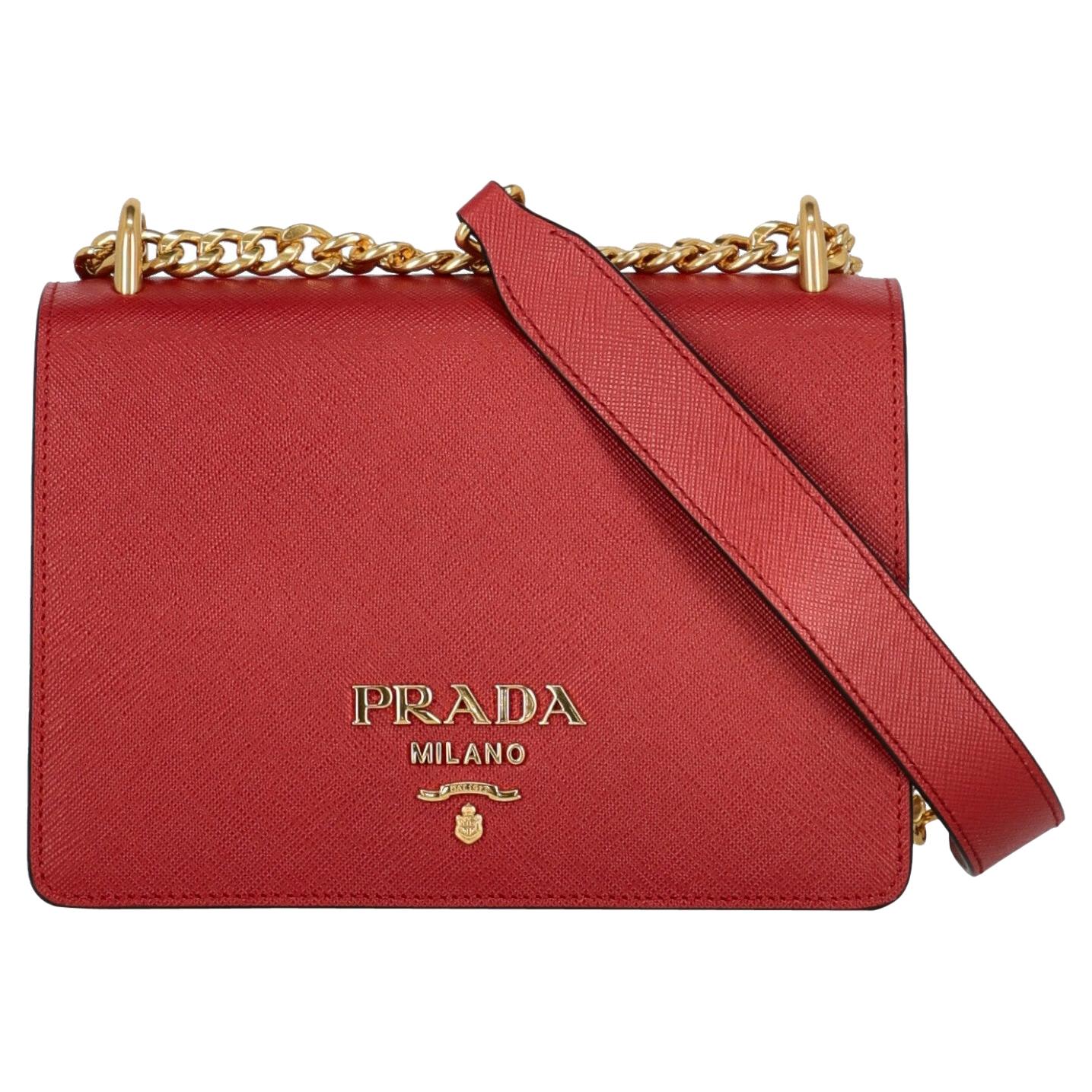 Prada  Women   Shoulder bags   Red Leather  For Sale
