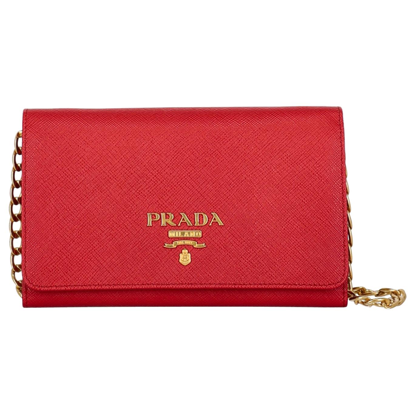 Prada  Women Shoulder bags Red Leather
