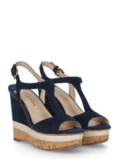 Prada Women  Wedges Navy Leather IT 37