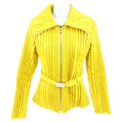 Prada Women's 34 US Yellow Quilted Blouson Jacket 121PR44