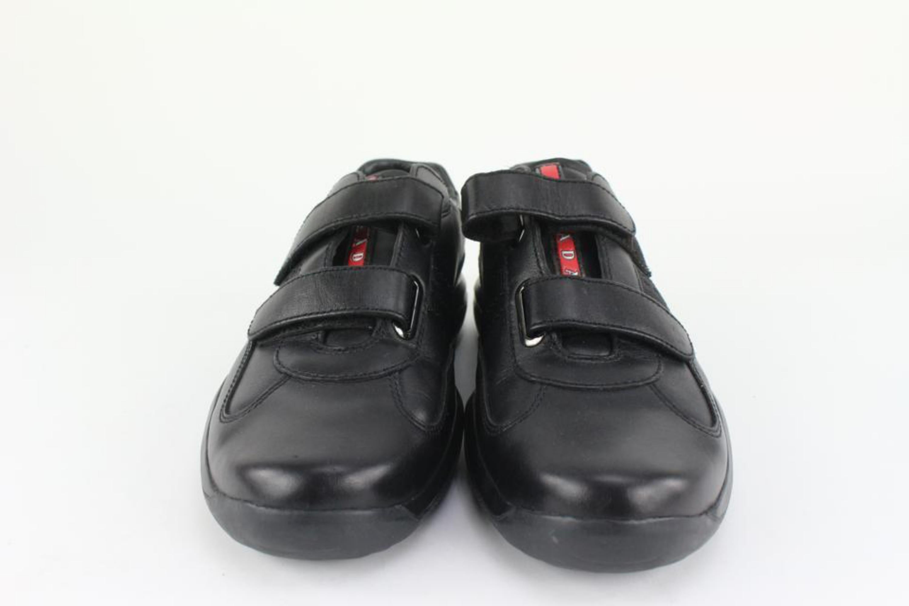 Prada Women's 7.5 US Black Velcro Low Top Sneaker 128p33 For Sale 1