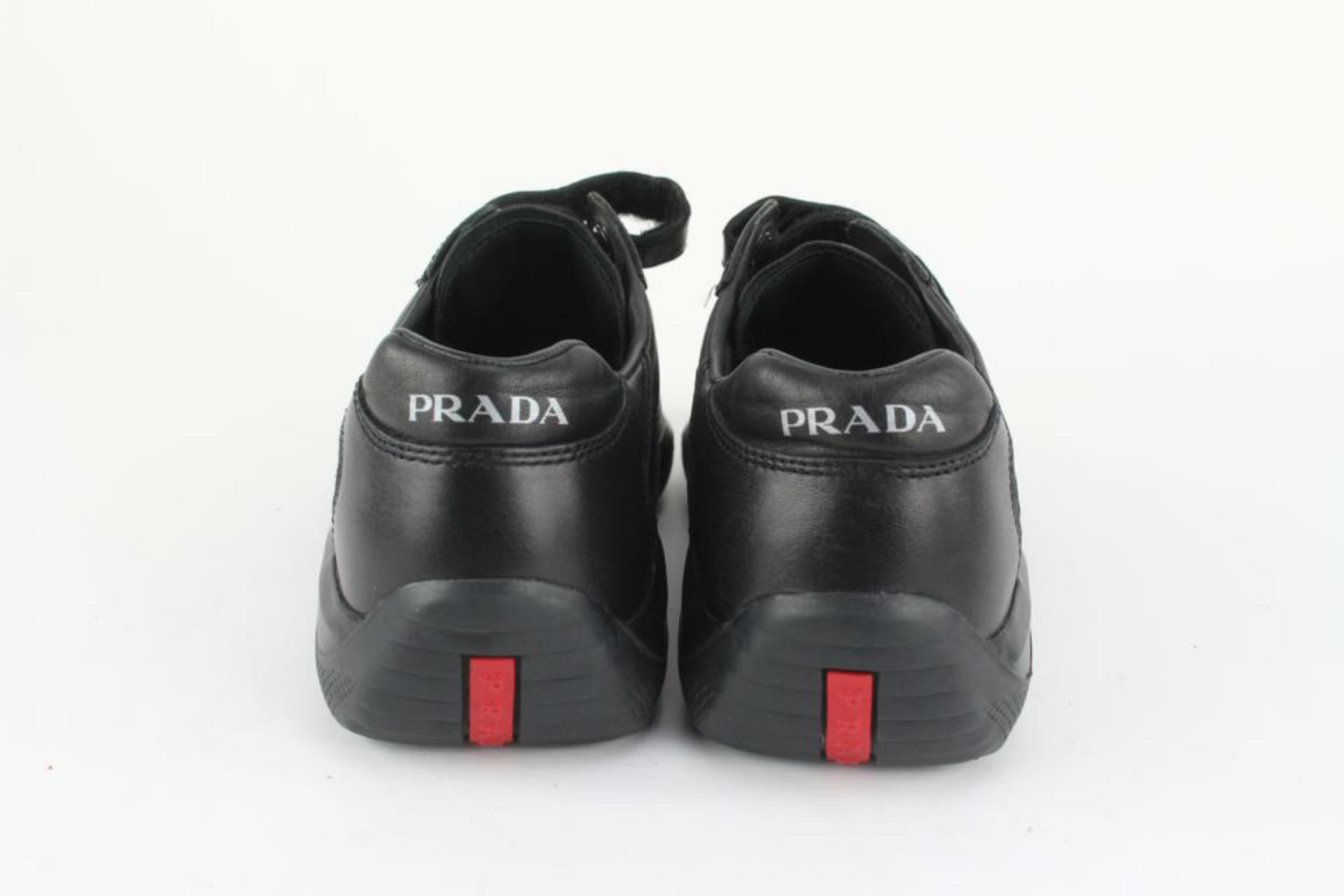 Prada Women's 7.5 US Black Velcro Low Top Sneaker 128p33 For Sale 2