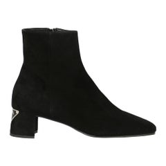 Prada Women's Ankle Boots Black Leather Size IT 37
