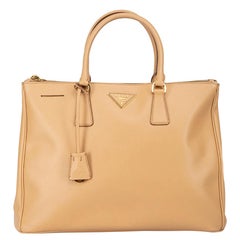 Prada Women's Beige Leather Saffiano Lux Large Galleria Tote