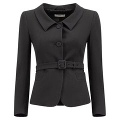 Prada Women's Black Belted Evening Fitted Jacket