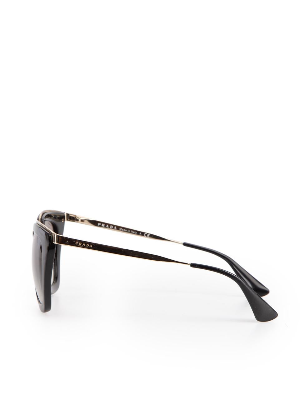 Prada Women's Black Cat Eye Gold Arms Sunglasses 1