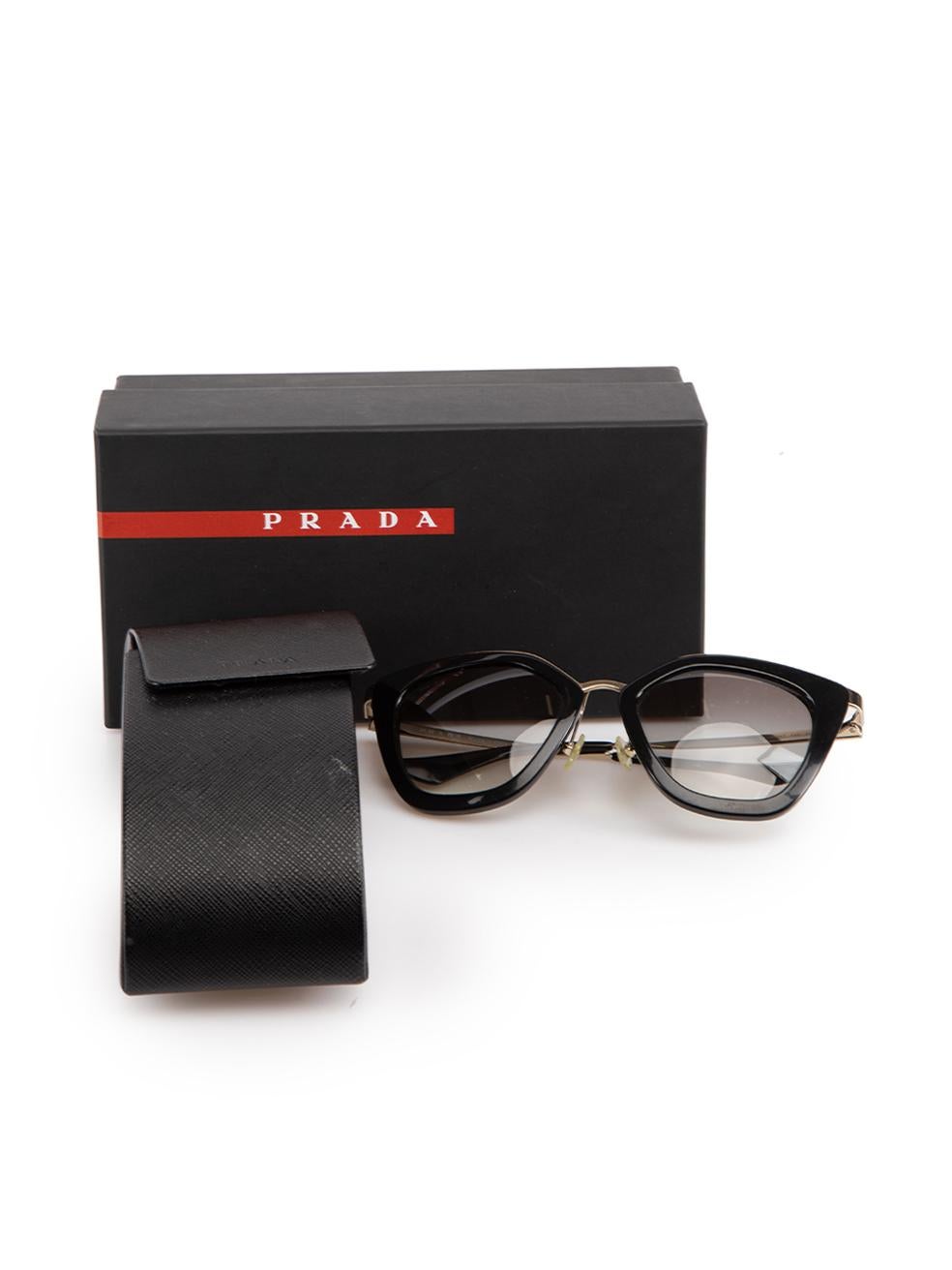Prada Women's Black Cat Eye Gold Arms Sunglasses 3