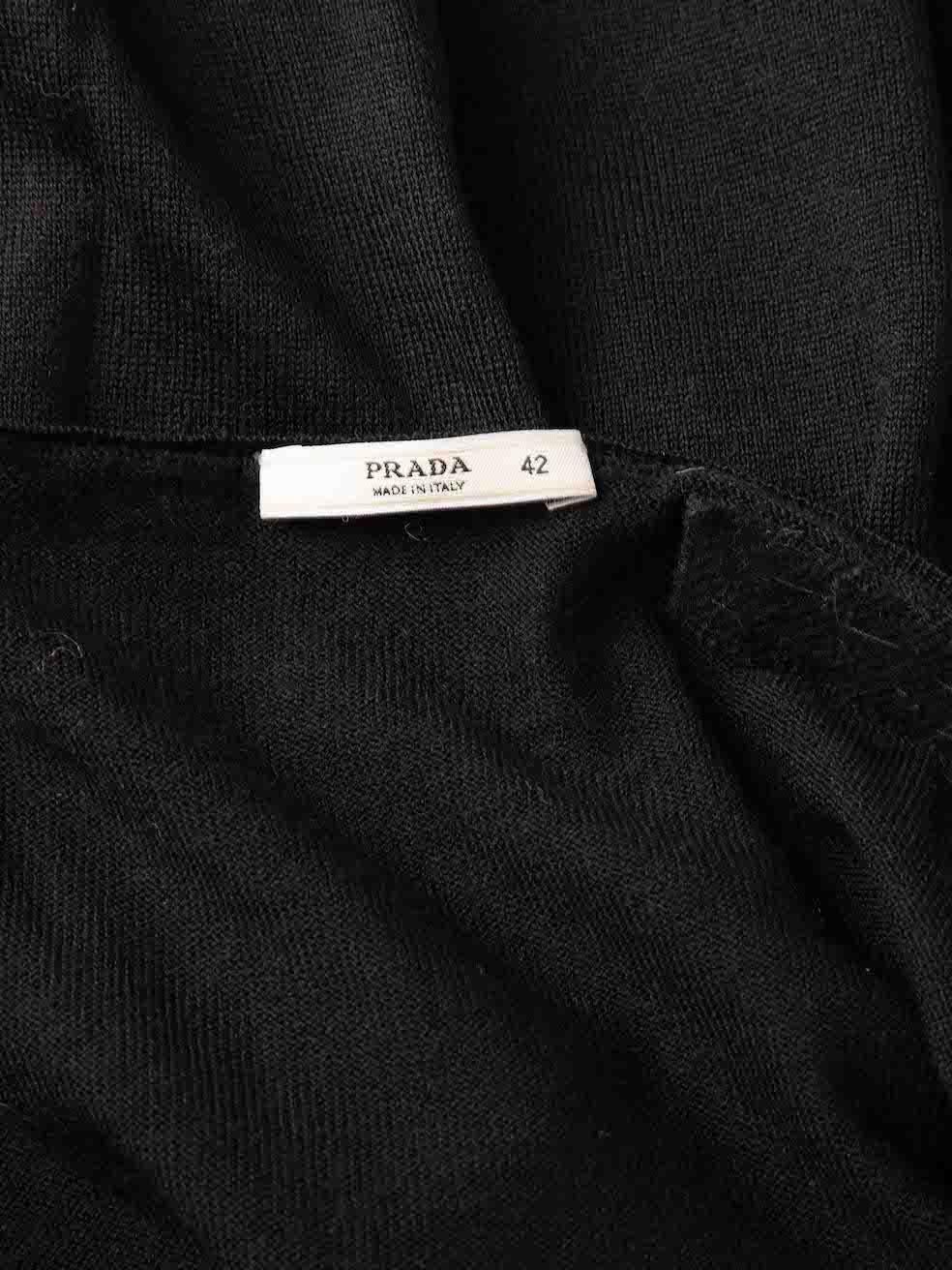 Prada Women's Black Embellished Cold Shoulder Knitted Top For Sale 2