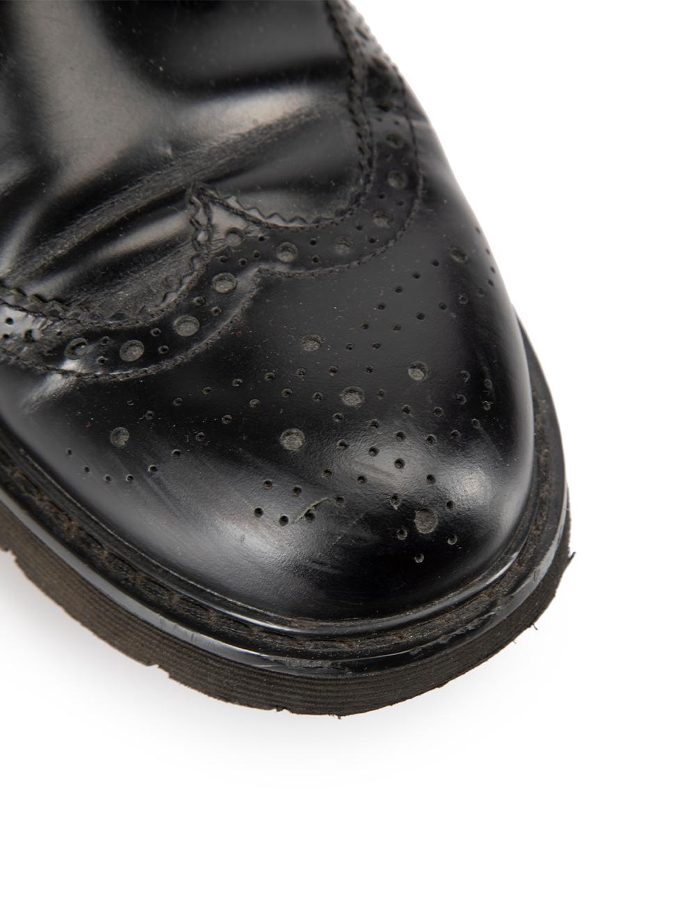 Prada Women's Black Laser Cut Leather Combat Boots 2