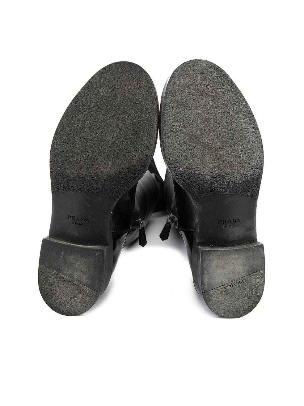 Prada Women's Black Leather Knee High Boots 1