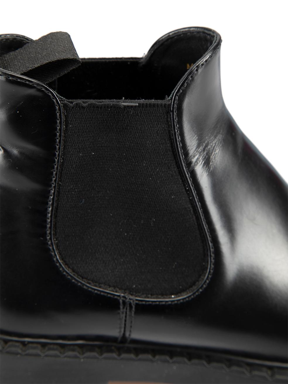 Prada Women's Black Leather Round Toe Chelsea Boots 2
