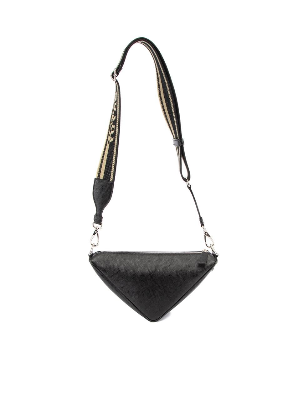 Prada Women's Black Leather Triangle Shoulder Bag In Good Condition In London, GB