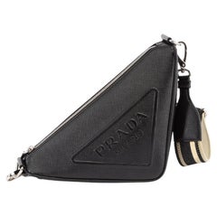 Prada Women's Black Leather Triangle Shoulder Bag