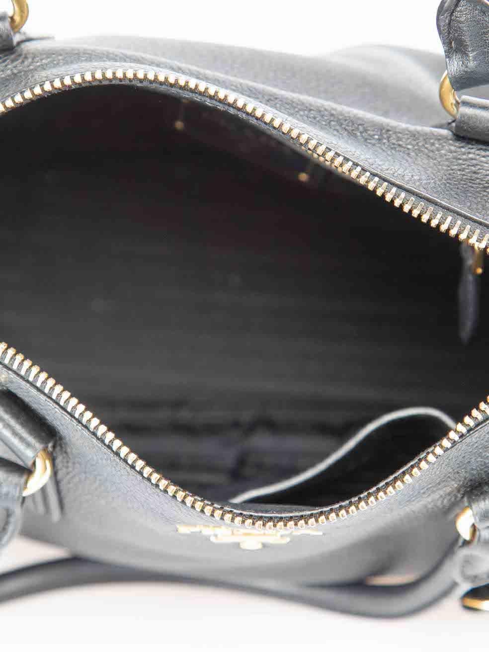 Prada Women's Black Leather Vitello Daino Convertible Handbag 2