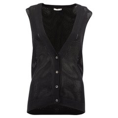 Prada Women's Black Net Button Up Knit Vest