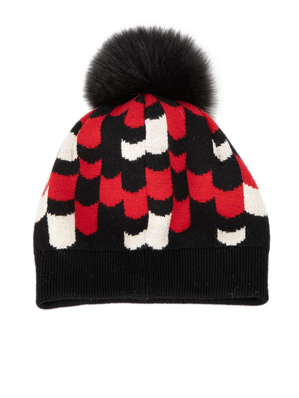 CONDITION is Very good. Hardly any visible wear to hat is evident on this used Prada designer resale item. 



Details


Black and red

Wool

Knit beanie

Geometric pattern

Fox fur pom pom detail





Made in Italy



Composition

100% Fleece