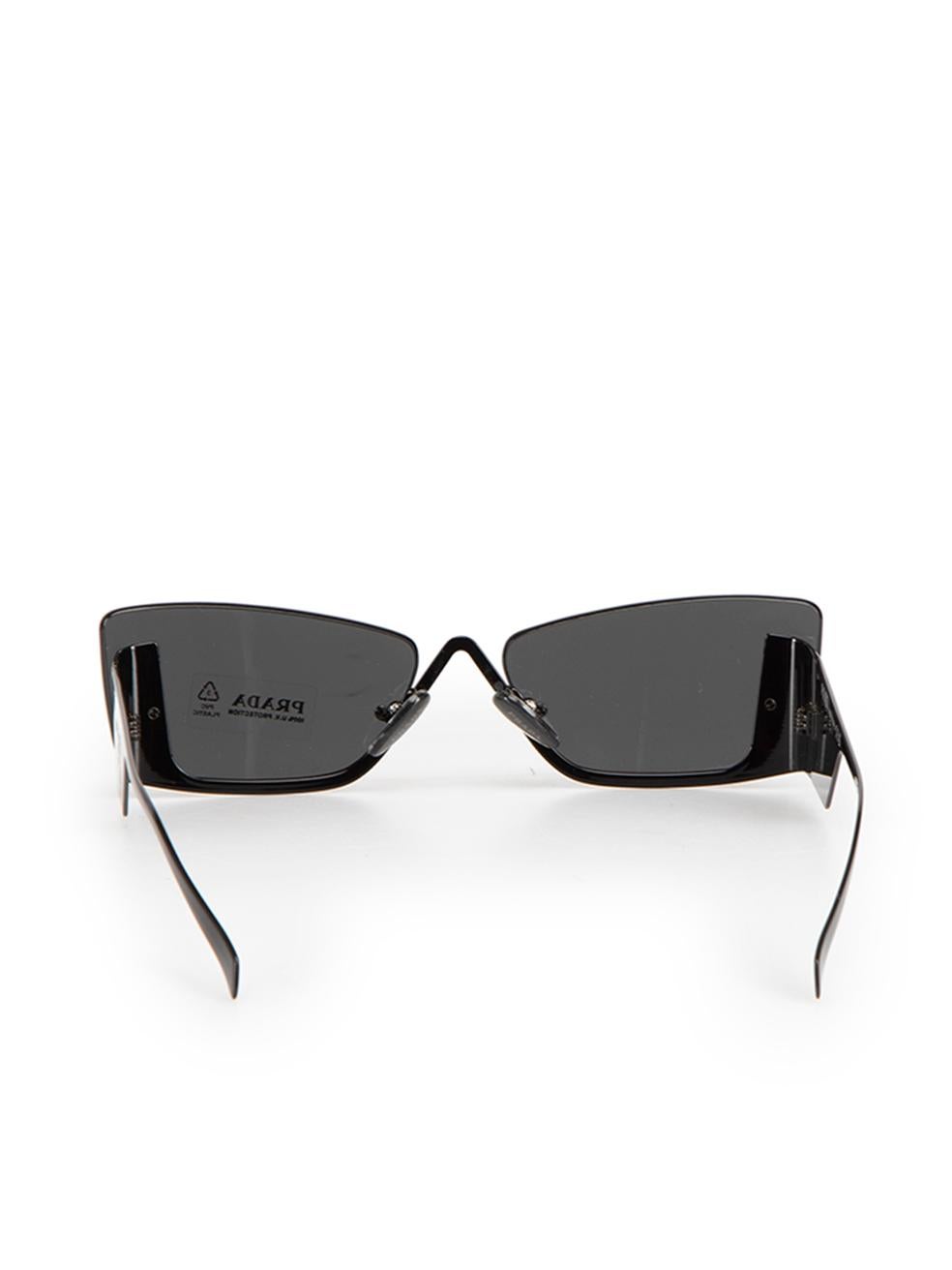 Prada Women's Black Runway Rectangle Sunglasses In New Condition In London, GB