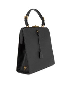 Prada Women's Black Saffiano Lux Metal Frame Bag