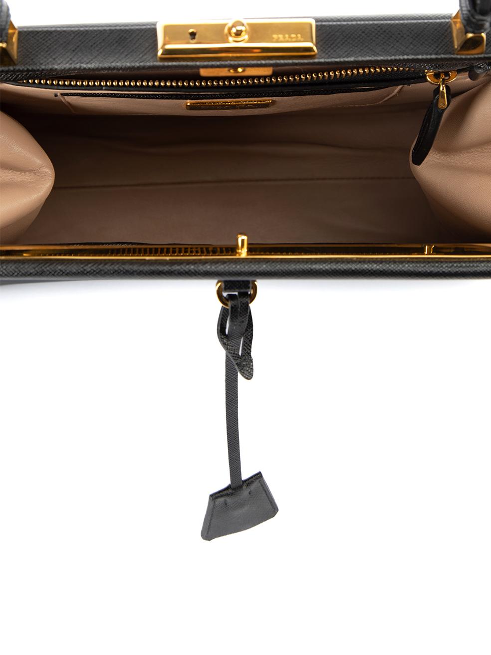 Prada Women's Black Saffiano Lux Metal Frame Bag 2