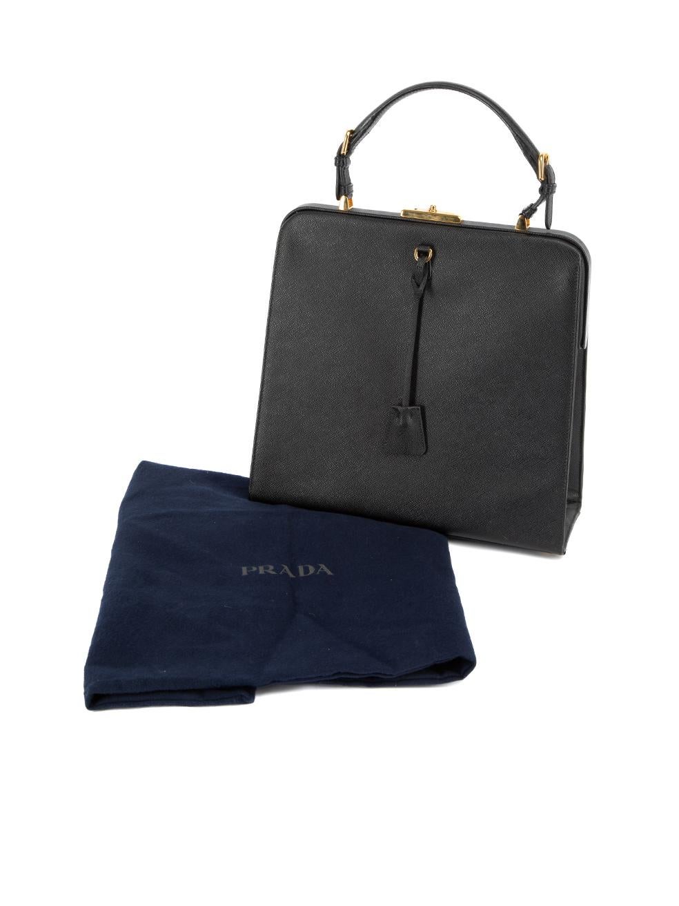 Prada Women's Black Saffiano Lux Metal Frame Bag 3