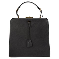 Prada Women's Black Saffiano Lux Metal Frame Bag