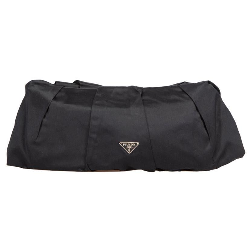 Prada Women's Black Tessuto Pleated Clutch Bag