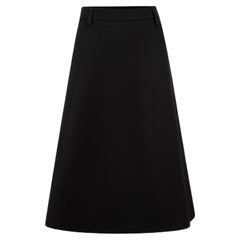 Prada Women's Black Virgin Wool A-line Skirt