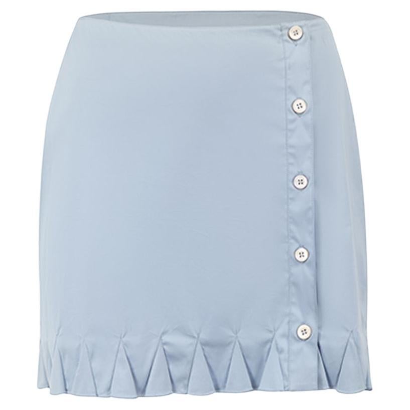 Prada Women's Blue Button Up Mini Skirt