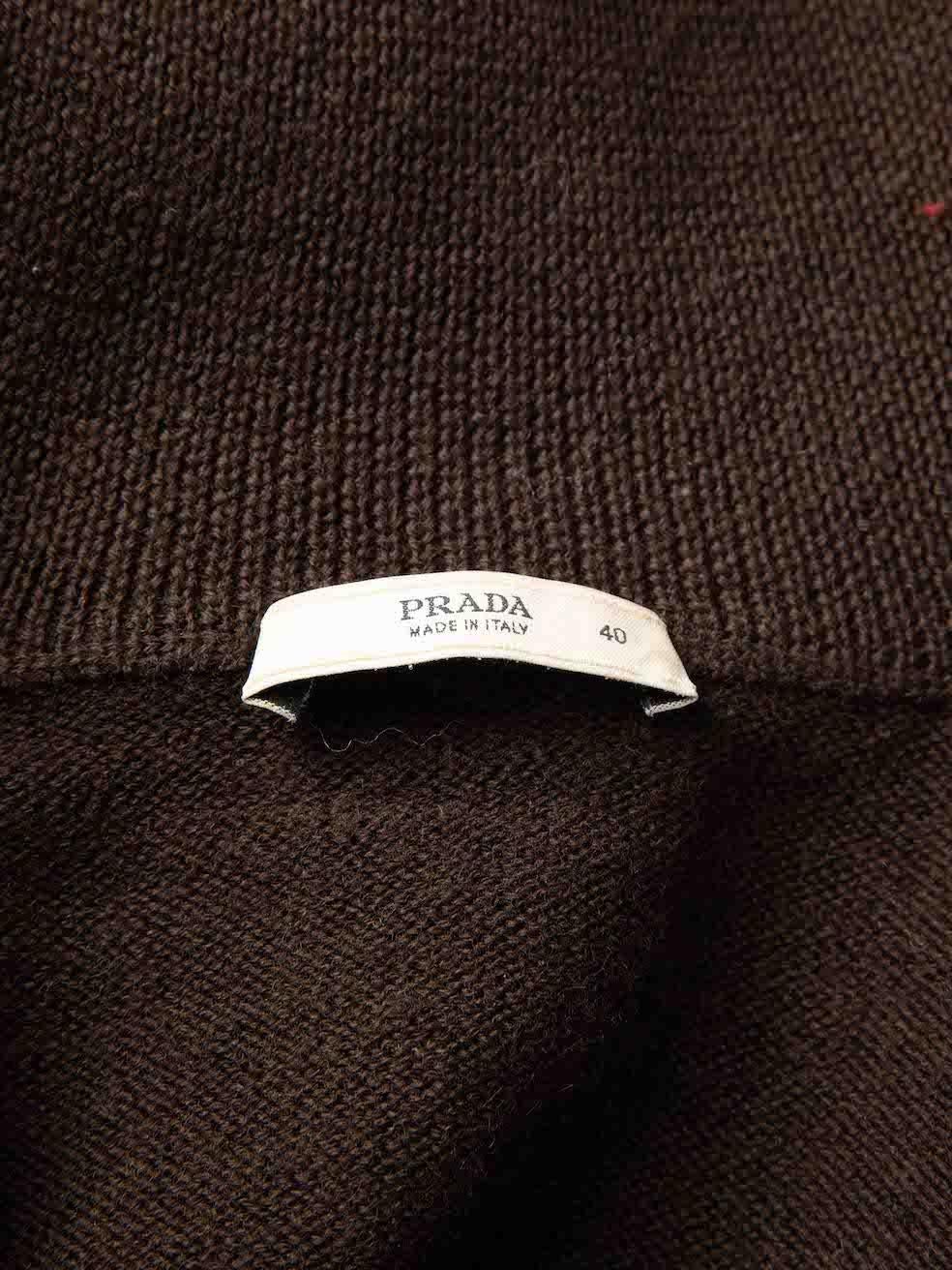 Prada Women's Brown Wool Knitted Zipped Cardigan 1