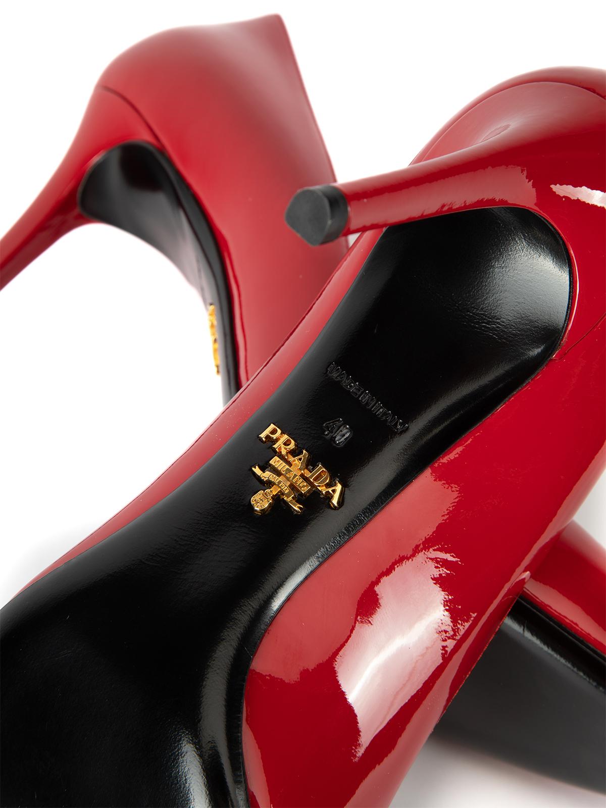 Prada Women's Calzature Donna Red Patent Leather Pumps 3