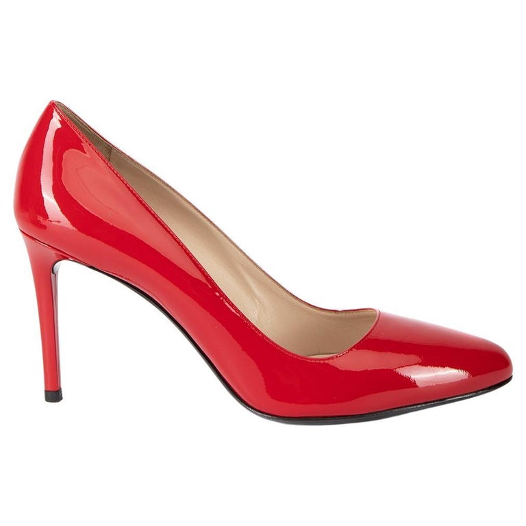 Prada Women's Calzature Donna Red Patent Leather Pumps For Sale at 1stDibs