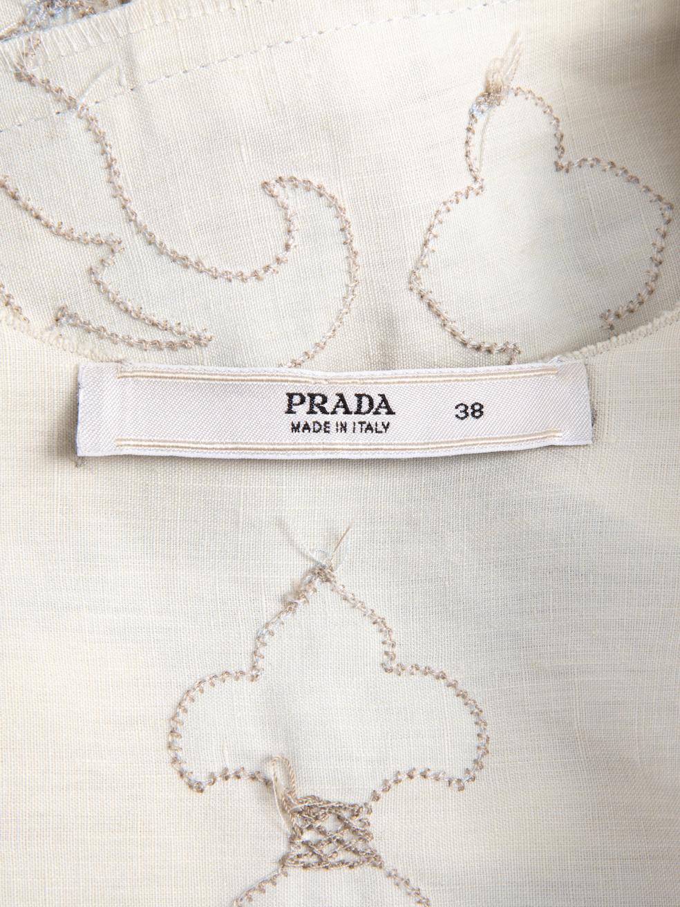 Prada Women's Cream Appliqué Sleeveless Mini Dress 2